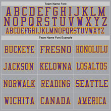 Laden Sie das Bild in den Galerie-Viewer, Custom Gray Purple-Gold Mesh Authentic Football Jersey