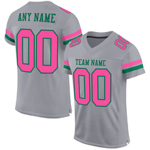 Laden Sie das Bild in den Galerie-Viewer, Custom Gray Pink-Kelly Green Mesh Authentic Football Jersey