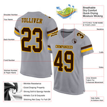 Charger l'image dans la galerie, Custom Gray Brown-Gold Mesh Authentic Football Jersey