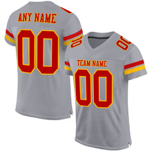 Загрузить изображение в средство просмотра галереи, Custom Gray Red-Gold Mesh Authentic Football Jersey