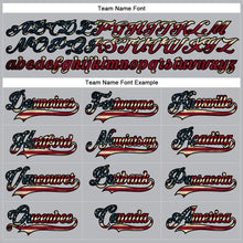 Загрузить изображение в средство просмотра галереи, Custom Gray Vintage USA Flag Black-Crimson Hockey Lace Neck Jersey