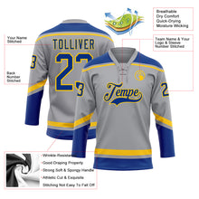 Charger l'image dans la galerie, Custom Gray Royal-Yellow Hockey Lace Neck Jersey