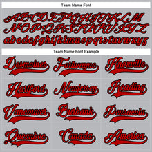 Load image into Gallery viewer, Custom Gray Red-Black Hockey Lace Neck Jersey