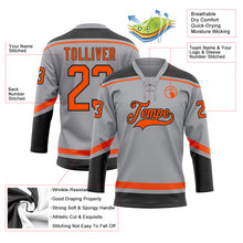 Загрузить изображение в средство просмотра галереи, Custom Gray Orange-Black Hockey Lace Neck Jersey
