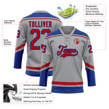 Load image into Gallery viewer, Custom Gray Red-Royal Hockey Lace Neck Jersey