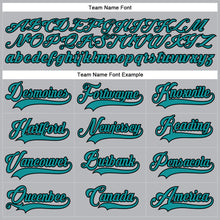 Laden Sie das Bild in den Galerie-Viewer, Custom Gray Teal-Black Hockey Lace Neck Jersey