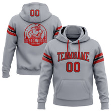Load image into Gallery viewer, Custom Stitched Gray Red-Black Football Pullover Sweatshirt Hoodie