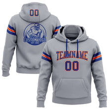Load image into Gallery viewer, Custom Stitched Gray Royal-Orange Football Pullover Sweatshirt Hoodie