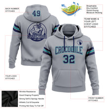 Laden Sie das Bild in den Galerie-Viewer, Custom Stitched Gray Navy-Teal Football Pullover Sweatshirt Hoodie