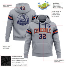 Laden Sie das Bild in den Galerie-Viewer, Custom Stitched Gray Navy-Orange Football Pullover Sweatshirt Hoodie