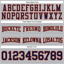 Laden Sie das Bild in den Galerie-Viewer, Custom Stitched Gray Navy-Orange Football Pullover Sweatshirt Hoodie