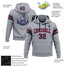 Laden Sie das Bild in den Galerie-Viewer, Custom Stitched Gray Navy-Red Football Pullover Sweatshirt Hoodie
