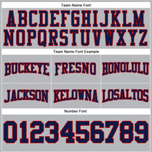 Laden Sie das Bild in den Galerie-Viewer, Custom Stitched Gray Navy-Red Football Pullover Sweatshirt Hoodie