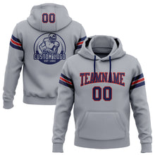 Laden Sie das Bild in den Galerie-Viewer, Custom Stitched Gray Navy-Red Football Pullover Sweatshirt Hoodie