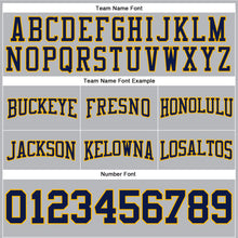 Laden Sie das Bild in den Galerie-Viewer, Custom Stitched Gray Navy-Gold Football Pullover Sweatshirt Hoodie