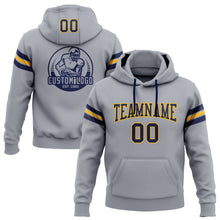 Laden Sie das Bild in den Galerie-Viewer, Custom Stitched Gray Navy-Gold Football Pullover Sweatshirt Hoodie