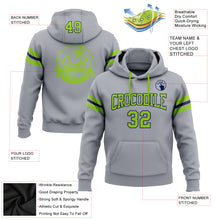 Laden Sie das Bild in den Galerie-Viewer, Custom Stitched Gray Neon Green-Navy Football Pullover Sweatshirt Hoodie