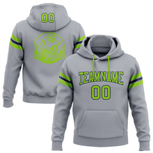 Laden Sie das Bild in den Galerie-Viewer, Custom Stitched Gray Neon Green-Navy Football Pullover Sweatshirt Hoodie