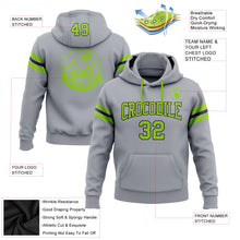 Load image into Gallery viewer, Custom Stitched Gray Neon Green-Black Football Pullover Sweatshirt Hoodie