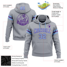 Laden Sie das Bild in den Galerie-Viewer, Custom Stitched Gray Light Blue-Purple Football Pullover Sweatshirt Hoodie