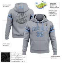 Laden Sie das Bild in den Galerie-Viewer, Custom Stitched Gray Light Blue-Steel Gray Football Pullover Sweatshirt Hoodie