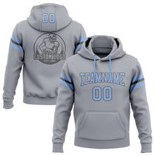 Laden Sie das Bild in den Galerie-Viewer, Custom Stitched Gray Light Blue-Steel Gray Football Pullover Sweatshirt Hoodie