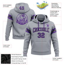 Laden Sie das Bild in den Galerie-Viewer, Custom Stitched Gray Purple-Black Football Pullover Sweatshirt Hoodie