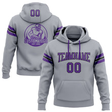 Laden Sie das Bild in den Galerie-Viewer, Custom Stitched Gray Purple-Black Football Pullover Sweatshirt Hoodie