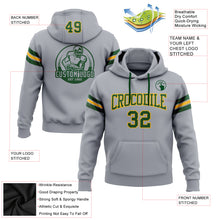 Загрузить изображение в средство просмотра галереи, Custom Stitched Gray Green-Gold Football Pullover Sweatshirt Hoodie