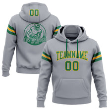 Загрузить изображение в средство просмотра галереи, Custom Stitched Gray Kelly Green-Gold Football Pullover Sweatshirt Hoodie