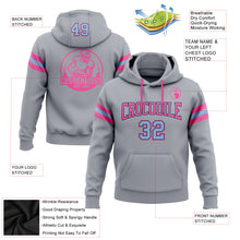 Laden Sie das Bild in den Galerie-Viewer, Custom Stitched Gray Light Blue Black-Pink Football Pullover Sweatshirt Hoodie