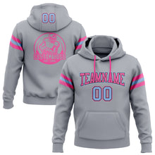 Laden Sie das Bild in den Galerie-Viewer, Custom Stitched Gray Light Blue Black-Pink Football Pullover Sweatshirt Hoodie