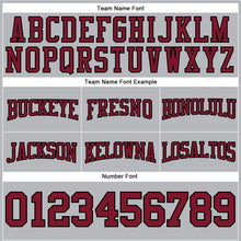 Load image into Gallery viewer, Custom Stitched Gray Crimson-Black Football Pullover Sweatshirt Hoodie