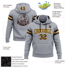 Laden Sie das Bild in den Galerie-Viewer, Custom Stitched Gray Brown-Gold Football Pullover Sweatshirt Hoodie