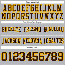 Laden Sie das Bild in den Galerie-Viewer, Custom Stitched Gray Brown-Gold Football Pullover Sweatshirt Hoodie