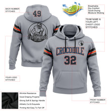 Load image into Gallery viewer, Custom Stitched Gray Black Powder Blue-Orange Football Pullover Sweatshirt Hoodie