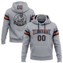 Load image into Gallery viewer, Custom Stitched Gray Black Powder Blue-Orange Football Pullover Sweatshirt Hoodie