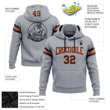 Laden Sie das Bild in den Galerie-Viewer, Custom Stitched Gray Black-Orange Football Pullover Sweatshirt Hoodie