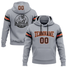 Laden Sie das Bild in den Galerie-Viewer, Custom Stitched Gray Black-Orange Football Pullover Sweatshirt Hoodie