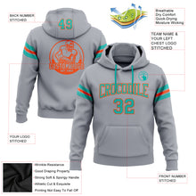 Laden Sie das Bild in den Galerie-Viewer, Custom Stitched Gray Aqua-Orange Football Pullover Sweatshirt Hoodie