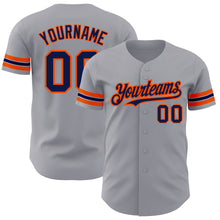 Charger l'image dans la galerie, Custom Gray Navy-Orange Authentic Baseball Jersey