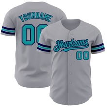 Charger l'image dans la galerie, Custom Gray Teal-Navy Authentic Baseball Jersey
