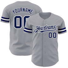 Charger l'image dans la galerie, Custom Gray Navy-White Authentic Baseball Jersey