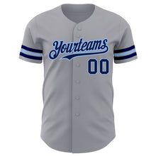 Charger l'image dans la galerie, Custom Gray Navy-Light Blue Authentic Baseball Jersey