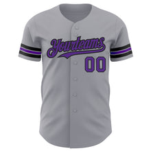 Charger l'image dans la galerie, Custom Gray Purple-Black Authentic Baseball Jersey