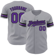 Charger l'image dans la galerie, Custom Gray Purple-Black Authentic Baseball Jersey
