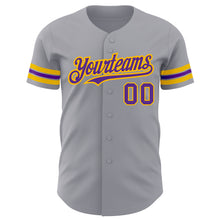 Charger l'image dans la galerie, Custom Gray Purple-Gold Authentic Baseball Jersey