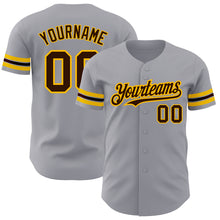 Charger l'image dans la galerie, Custom Gray Brown-Gold Authentic Baseball Jersey