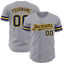 Charger l'image dans la galerie, Custom Gray Navy-Gold Authentic Baseball Jersey