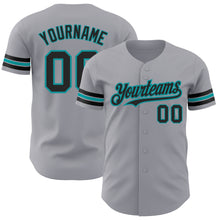 Charger l'image dans la galerie, Custom Gray Black-Teal Authentic Baseball Jersey